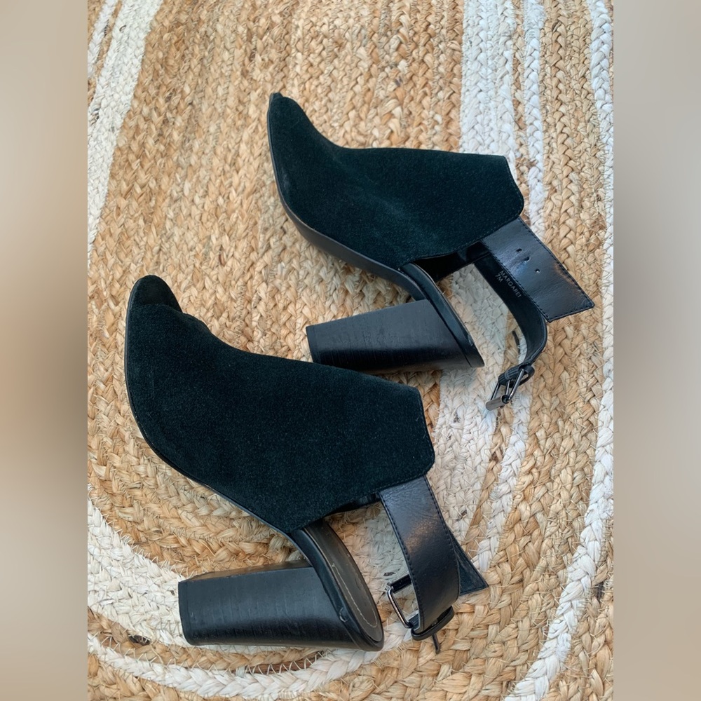 Tahari Womens Black Slingback Suede Open Toe Block Heel